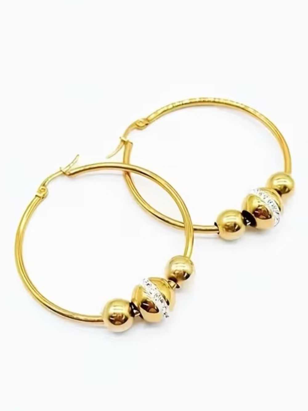 Gold Bead Hoop Earrings